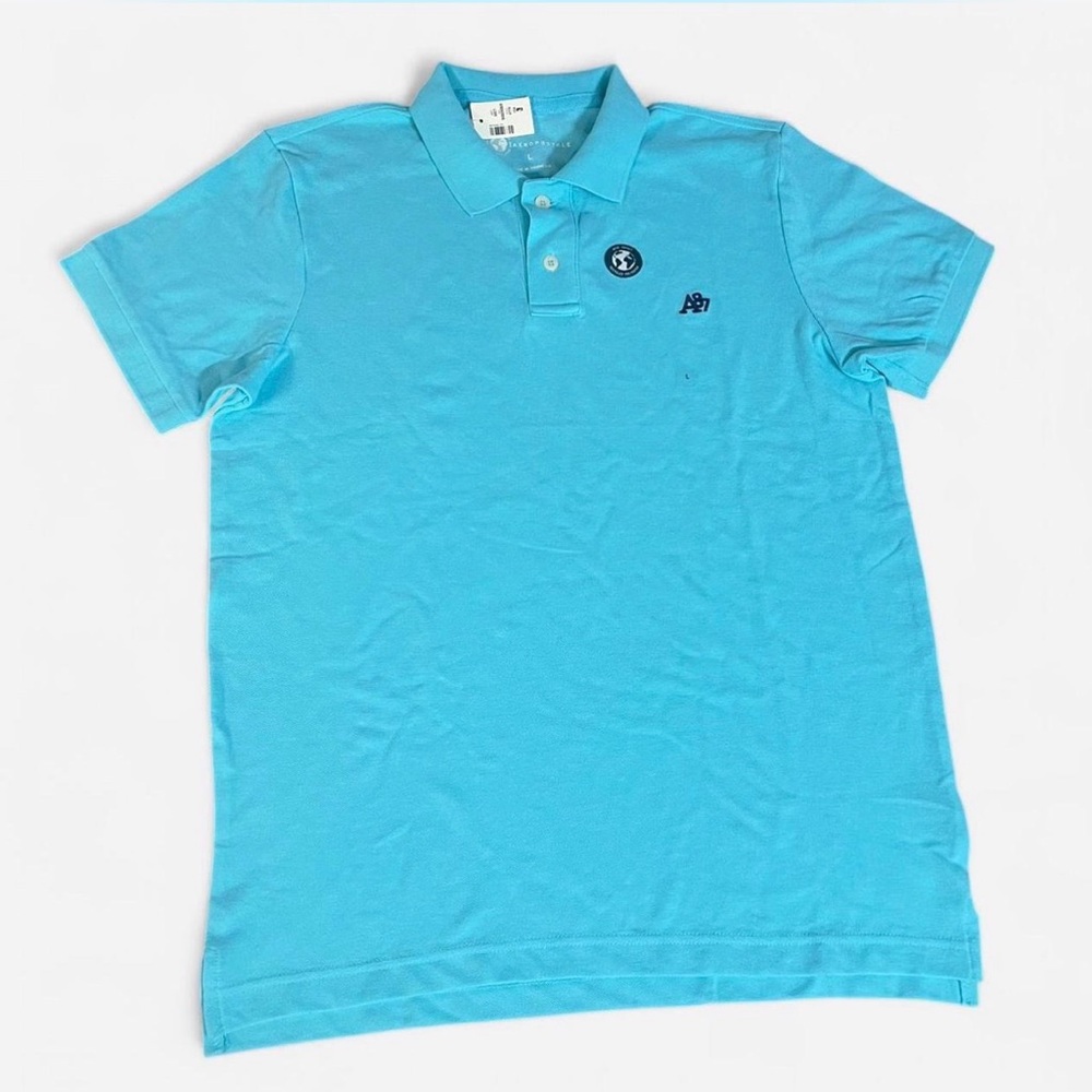 Aeropostale teal blue polo shirt‎ with embroidered A87 logo Size Large